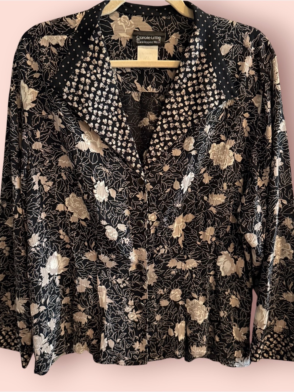 Vintage Carole Little Saint Tropez West Floral Rayon Blouse